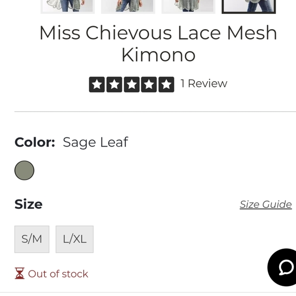 Miss Chievous Lace Mesh Kimono size L/XL in sage leaf - Picture 5 of 11